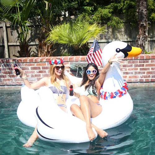 Mandotos Aqua Oasis Pool Float with built-in cup holders and vibrant blue color, perfect for relaxing in the pool