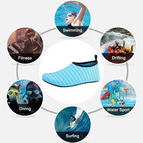 Mandotos AquaFlex unisex water shoes with quick-dry fabric, featuring grip soles for beach, yoga, and swimming activities.
