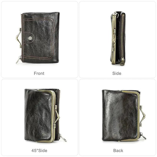 Mandotos authentic leather ladies' wallet with multiple card slots and a sleek design, showcasing high-quality craftsmanship.