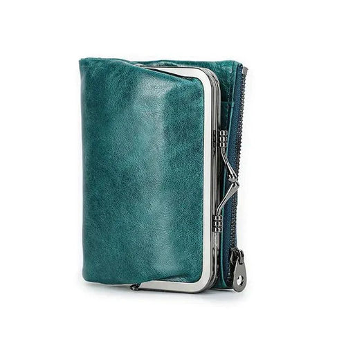 Mandotos authentic leather ladies' wallet with multiple card slots and a sleek design, showcasing high-quality craftsmanship.