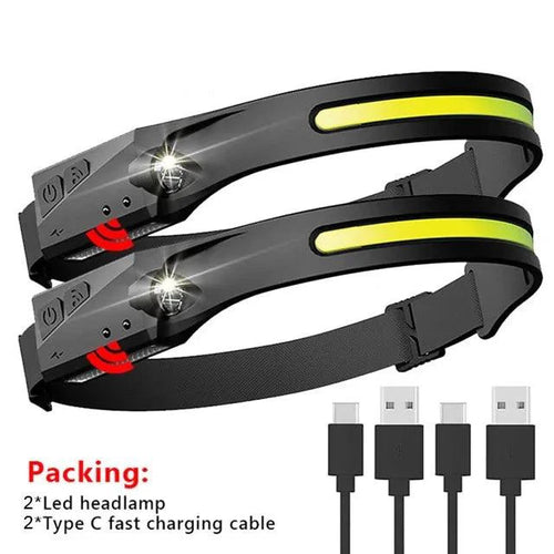 Mandotos AutoBright LED Headlamp with adjustable straps and bright illumination, ideal for outdoor activities and nighttime use.