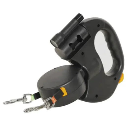 MANDOTOS AutoExtend towing rope with built-in light, durable black nylon strap for vehicle recovery and towing.