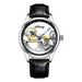 Mandotos automatic mechanical men's watch with hollow dial and silicone band, stylish and creative design.