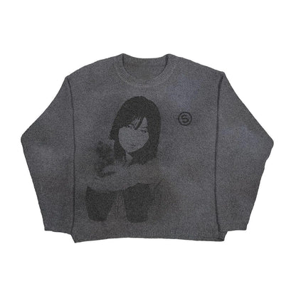 Mandotos women's autumn and winter sweater in cozy knit fabric, featuring a stylish design and long sleeves.