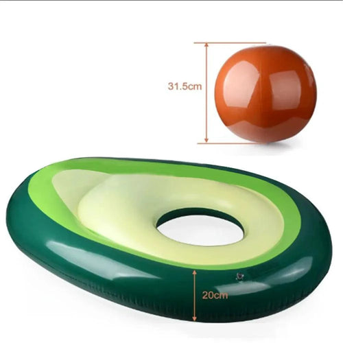 Mandotos avocado-shaped inflatable pool filled with water, perfect for summer outdoor fun and cooling off.
