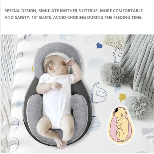 Mandotos baby anti-spit up pillow with soft fabric and ergonomic design for comfortable feeding and reflux relief.