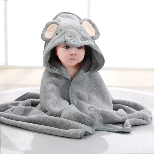Mandotos baby hooded bath towel with cartoon animal design, soft towel blanket for newborns and toddlers, warm and cozy swaddle wrap
