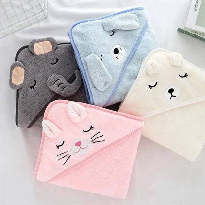 Mandotos baby hooded bath towel with cartoon animal design, soft towel blanket and toddler bathrobe for boys and girls.