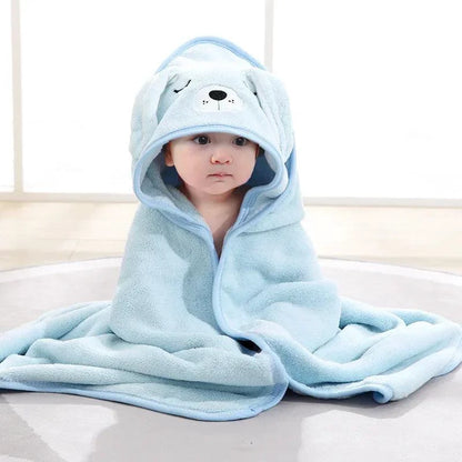 Mandotos baby hooded bath towel with cartoon animal design, soft, warm towel blanket for newborns and toddlers, boys and girls.