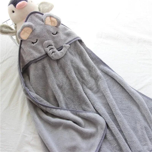 Mandotos baby hooded bath towel with cartoon animal design, soft towel blanket for newborns and toddlers, warm swaddle wrap for boys and girls.