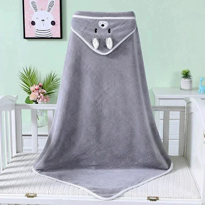 Mandotos baby hooded bath towel with cartoon animal design, soft towel blanket, toddler bathrobe, warm swaddle wrap for boys and girls.