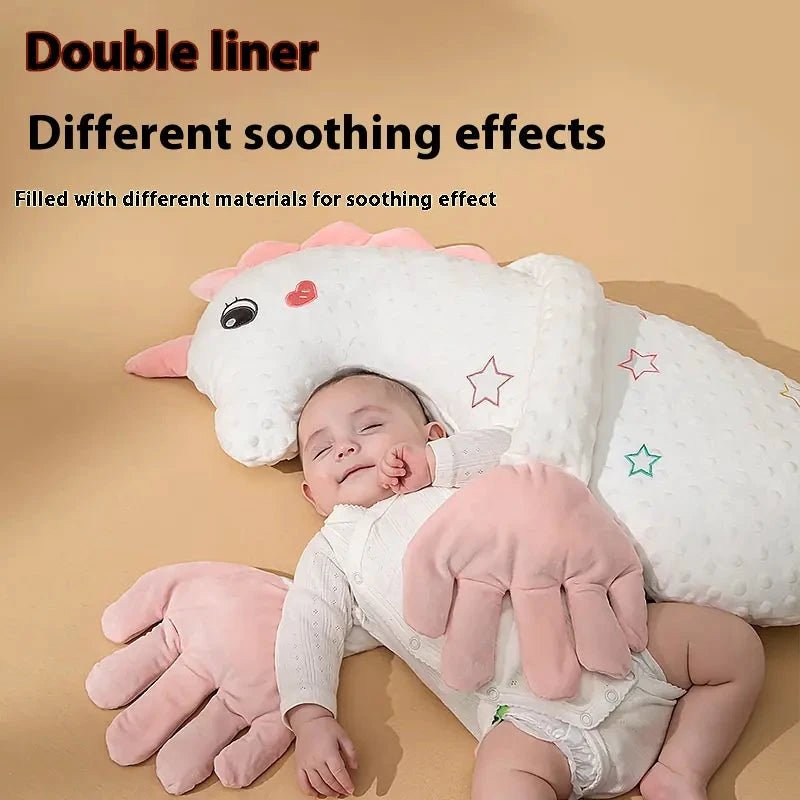 Soft baby pillow by MANDOTOS, with plush fabric and ergonomic shape designed for infant comfort and support.