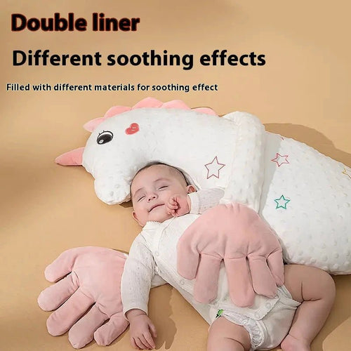 Soft baby pillow by MANDOTOS, with plush fabric and ergonomic shape designed for infant comfort and support.
