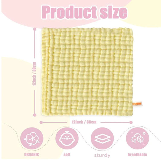 Mandotos natural cotton baby washcloths, soft newborn face towels and wipes for sensitive skin, set of 5.