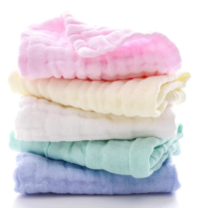 Mandotos natural cotton baby washcloths, soft newborn face towels and wipes for sensitive skin, set of 5.