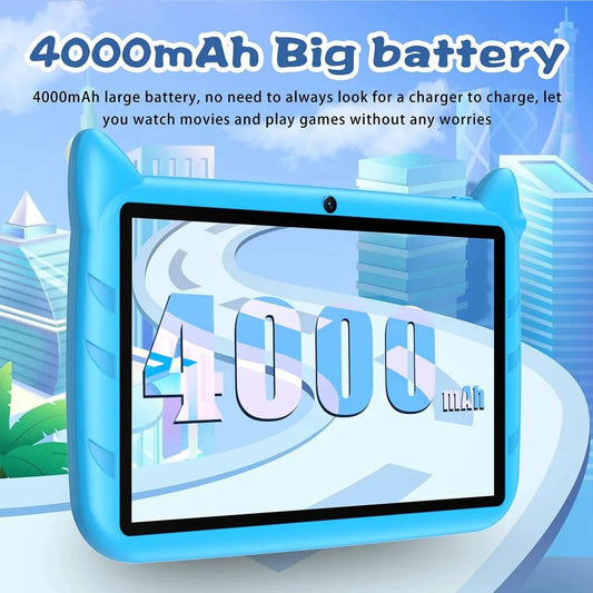Mandotos BDF 7-inch Android 13 kid tablet with 4GB RAM, 64GB storage, dual cameras, 5G WiFi, and 4000mAh battery.