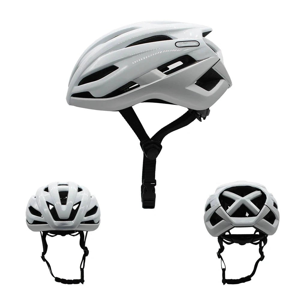 Mandotos men's reflective road bike helmet with aerodynamic design, safety features, and ventilation for cycling and racing.