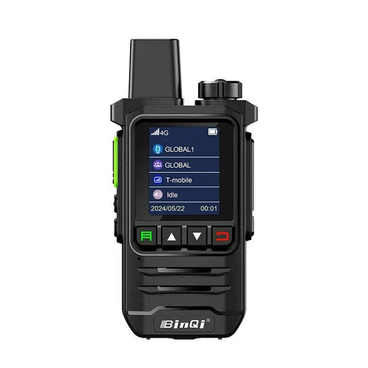 Mandotos BINQI-K6 4G POC walkie talkie with 5000km global range, handheld device for long-distance communication.