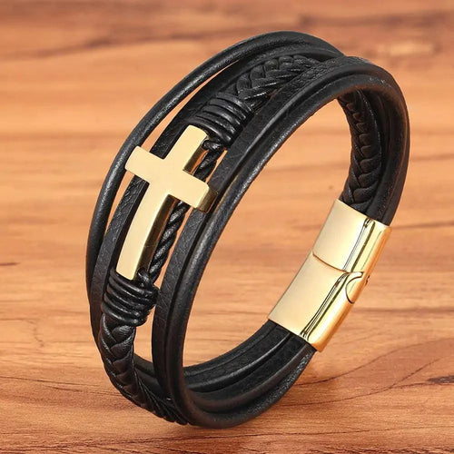 Mandotos Bonded Love Leather Bracelet featuring braided leather and metal clasp, stylish and durable accessory for men and women.