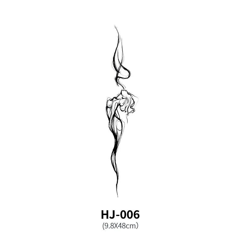 Mandotos botanical spine tattoo decal featuring floral and botanical designs on a transparent background.