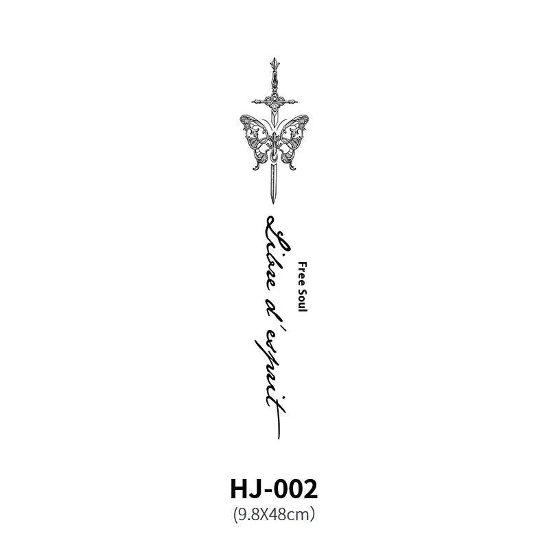 Mandotos Botanical Spine Tattoo Decal featuring intricate floral and leaf designs for skin decoration.