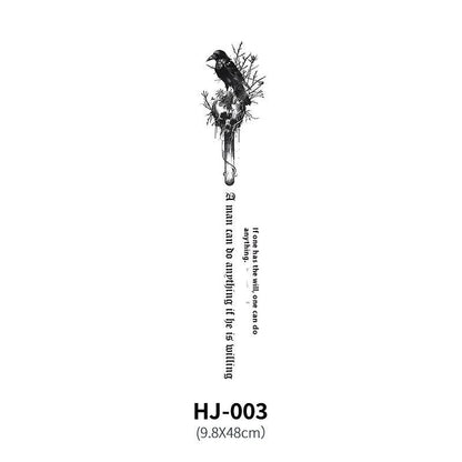 Mandotos botanical spine tattoo decal featuring detailed floral and botanical designs for body art or skin decoration.
