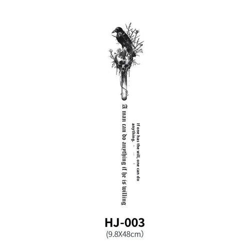 Mandotos botanical spine tattoo decal featuring detailed floral and botanical designs for body art or skin decoration.