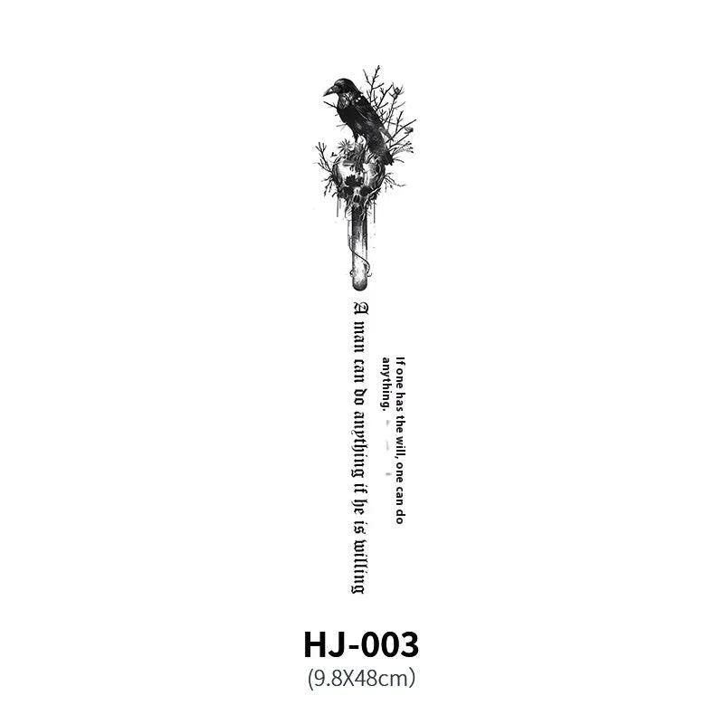 Mandotos botanical spine tattoo decal featuring detailed floral and botanical designs for body art or skin decoration.
