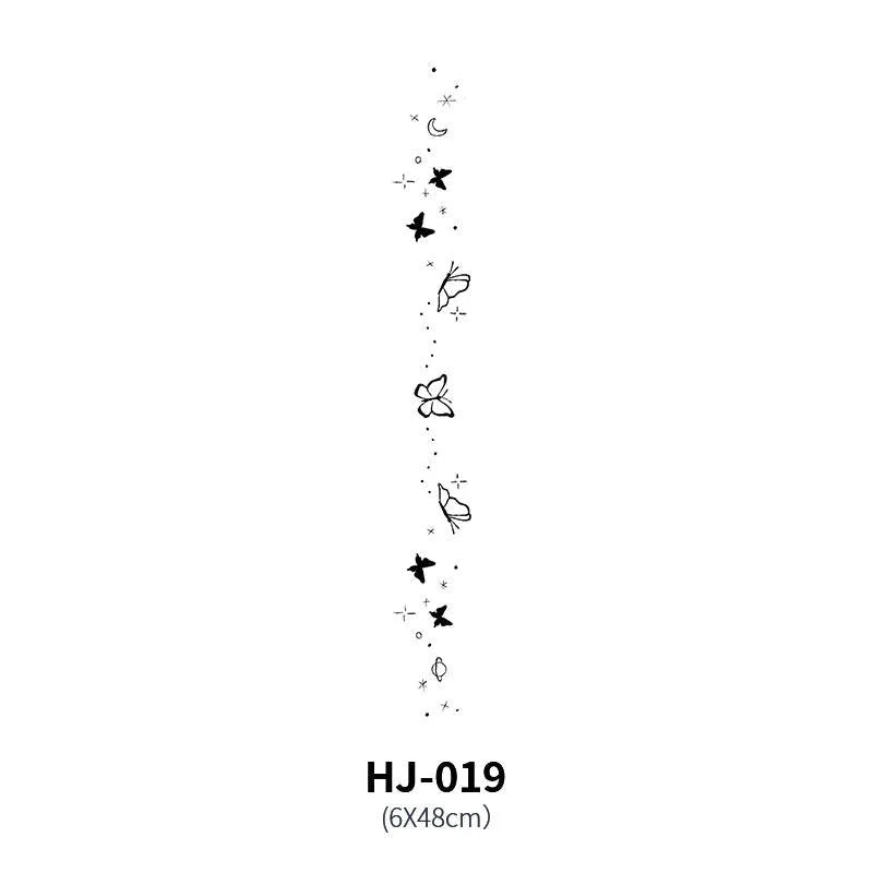 Mandotos botanical spine tattoo decal featuring detailed floral and plant designs for body art or temporary tattoo.