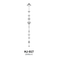 Mandotos botanical spine tattoo decal featuring detailed floral and leaf designs on a transparent backing.