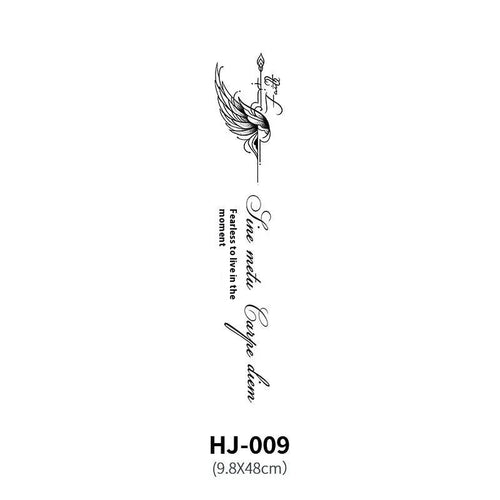 Mandotos botanical spine tattoo decal featuring intricate floral and leaf designs on a transparent adhesive sheet.