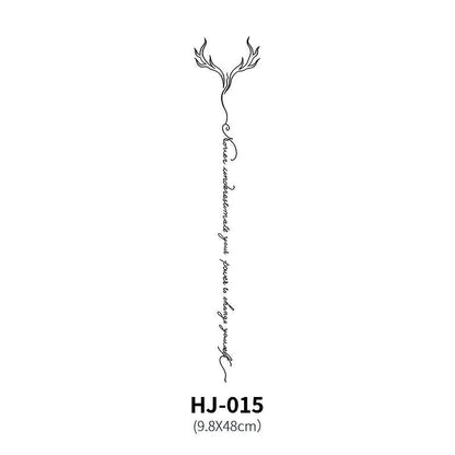 Mandotos botanical spine tattoo decal featuring detailed floral and plant designs for body art or decorative use.