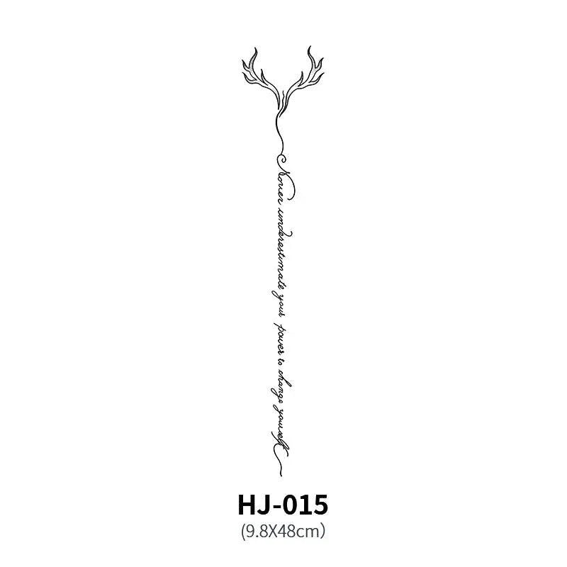 Mandotos botanical spine tattoo decal featuring detailed floral and plant designs for body art or decorative use.