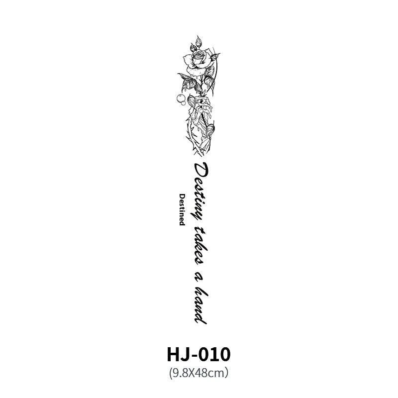 Mandotos botanical spine tattoo decal featuring intricate floral and leaf designs on a flexible, skin-safe adhesive sheet.