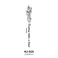 Mandotos botanical spine tattoo decal featuring intricate floral and leaf designs on a flexible, skin-safe adhesive sheet.
