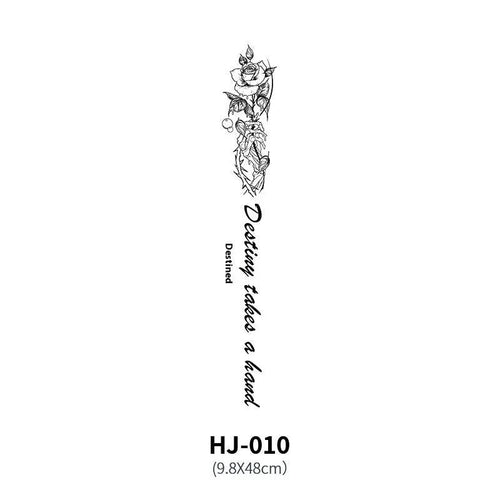 Mandotos botanical spine tattoo decal featuring intricate floral and leaf designs on a flexible, skin-safe adhesive sheet.