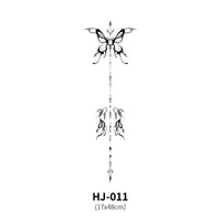 Mandotos botanical spine tattoo decal featuring intricate floral and leaf design for body art or temporary tattoo.