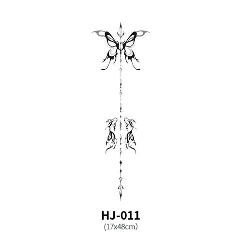 Mandotos botanical spine tattoo decal featuring intricate floral and leaf design for body art or temporary tattoo.
