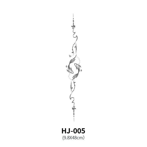 Mandotos botanical spine tattoo decal featuring intricate floral and leaf designs for body art decoration.