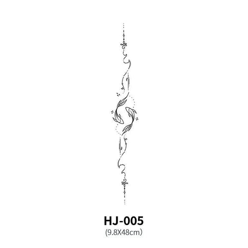 Mandotos botanical spine tattoo decal featuring intricate floral and leaf designs for body art decoration.