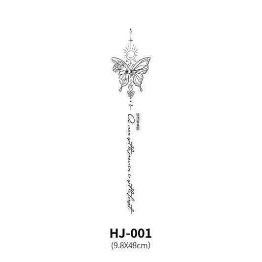 Mandotos botanical spine tattoo decal featuring intricate floral design for body art and temporary tattoo decoration.