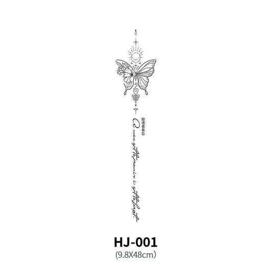 Mandotos botanical spine tattoo decal featuring intricate floral design for body art and temporary tattoo decoration.