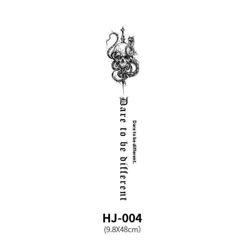Mandotos botanical spine tattoo decal featuring intricate floral and leaf design for body art or temporary tattoo application.