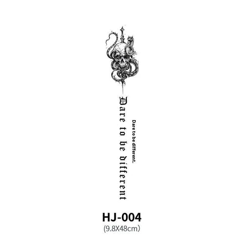 Mandotos botanical spine tattoo decal featuring intricate floral and leaf design for body art or temporary tattoo application.