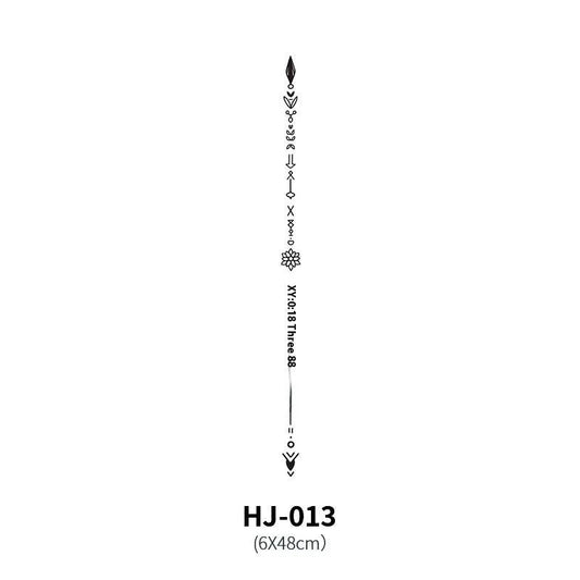 Mandotos botanical spine tattoo decal featuring intricate floral and leaf designs for body art or temporary tattoo use.