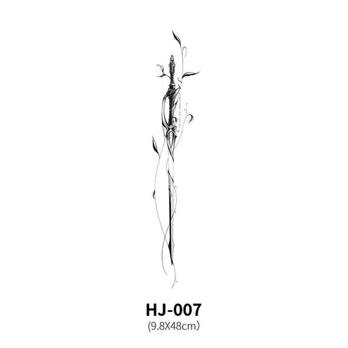 Mandotos botanical spine tattoo decal featuring intricate floral and leaf designs on transparent adhesive sheet