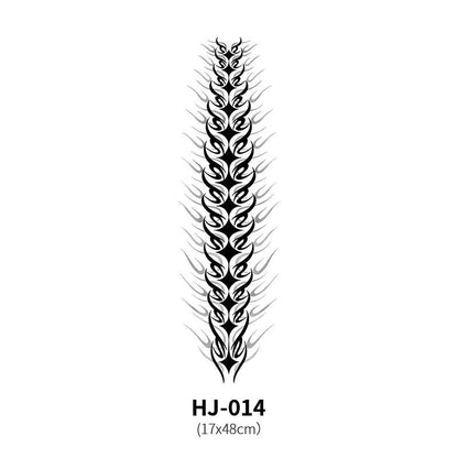 Botanical spine tattoo decal by MANDOTOS featuring detailed floral and plant designs for body art or temporary tattoo use.