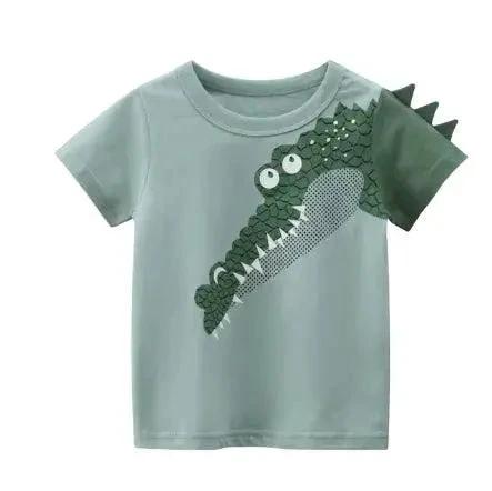 Pink boys' baby tee from MANDOTOS with short sleeves and playful design, made of soft, comfortable fabric.