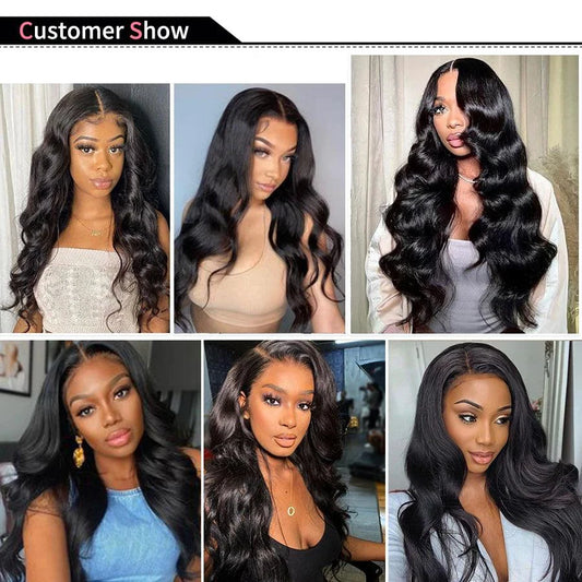 Mandotos Brazilian Body Wave Hair Bundles, 3-piece set of 100% human hair extensions with natural wave texture.