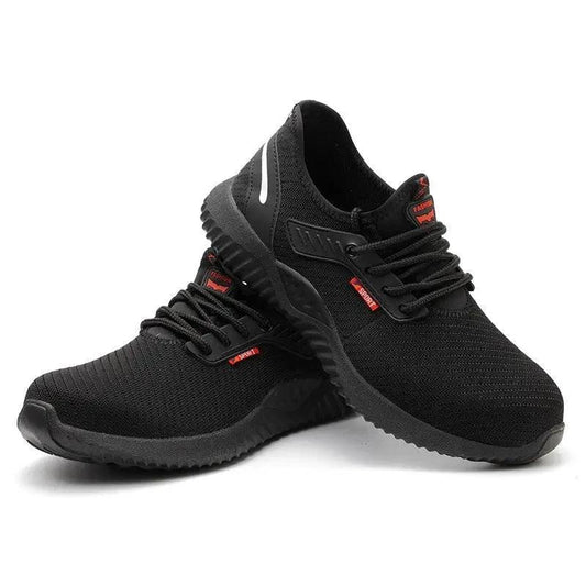 Mandotos breathable safety shoes with anti-smashing toe caps, designed for work safety and comfort.